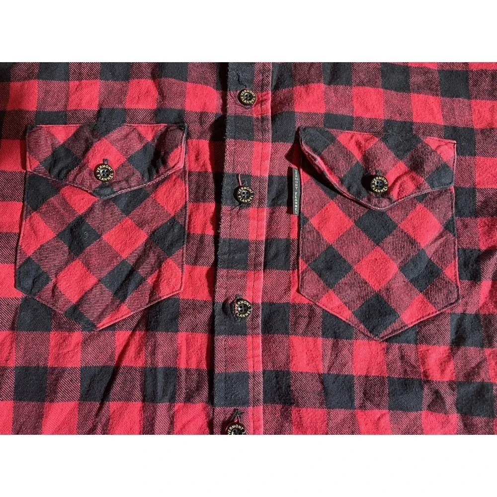 The Vermont Flannel Co Flannel Shirt Mens XS Red Black Buffalo Check Made In USA